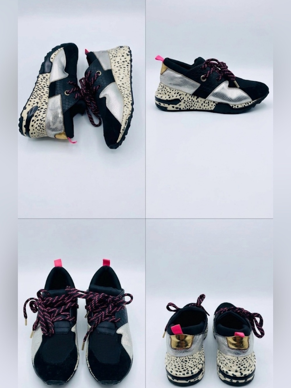 Women’s Black & Metallic Animal-Print Sneakers